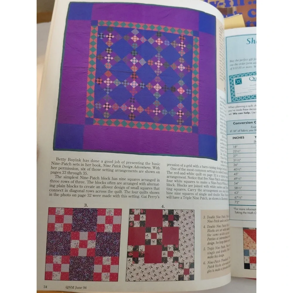 Lot of 5 Vintage Quilt Magazines Quiltmaker & Quilter's Newsletter 1994 Patterns